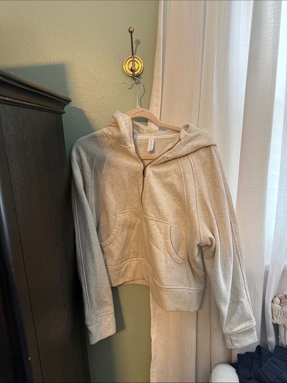 CRZ YOGA Beige Zip-Up Hooded Sweatshirt